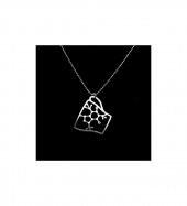 Kafein Molekülü Model Kahve Fincanı 925 Ayar Gümüş Tasarım Kolye - 1