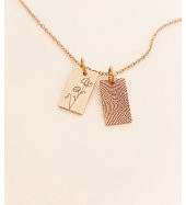 Doğum Ayı Çiçeği Ve Parmak İzi Gümüş Kolye - 1