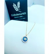 Cam Göz Nazar Model 925 Ayar Gümüş Kadın Kolye Özel Gün Hediyesi - 1
