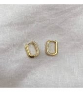 Zirkon Taşlı Gold Küpe - 1