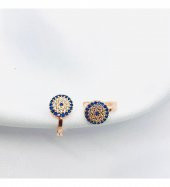 Taşlı Nazar Gümüş Küpe - 1