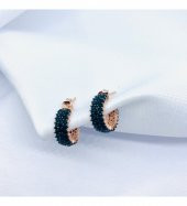 Siyah Zirkon Taşlı Gümüş Küpe - 1