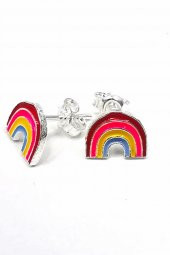 925 Ayar Gökkuşağı Model Kız Çocuk Gümüş Küpe - 1