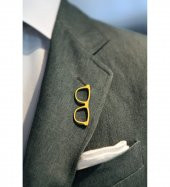 Gözlük Model 925 Ayar Gümüş Tasarım Erkek Yaka İğnesi - 1