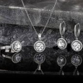 Zirkon Taşlı Yuvarlak Kesim 925 Ayar Gümüş Kadın Set Özel Gün Hediyesi - 1