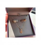 Mini Kelebek Model 925 Ayar Gümüş Küpe Kolye Kadın Hediyelik Set - 1