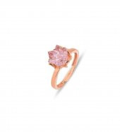 Pembe Quarz Taşlı Lotus Çiçeği Gümüş Yüzük - 1