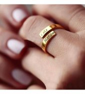 Kişiye Özel İsimli 925 Ayar Gümüş Ayarlanabilir Kadın Yüzük - 1