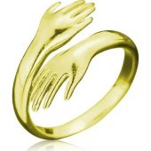 Gumush Gold Sarılan Eller Yüzük - 1