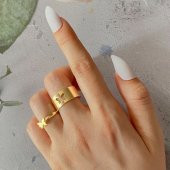 925 Ayar Kelebek Model İkili Gold Hediyelik Kadın Yüzük - 1