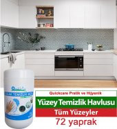 QUICKCARE Dezenfektanlı Yüzey Temizlik Havlusu 72 Yaprak, Kova Mendil Beyaz Sabun Kokulu - 4