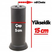 Mobilya Kanepe Baza Koltuk Destek Ayağı M8 Civata Siyah Ayak 15 cm (4 ADET) thumbnail 4