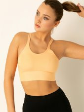 Fashion Çift Askı Detaylı Destekli Seamless Spor Sütyeni - 8