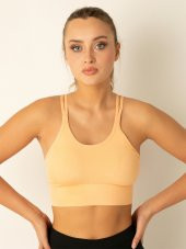 Fashion Çift Askı Detaylı Destekli Seamless Spor Sütyeni - 3