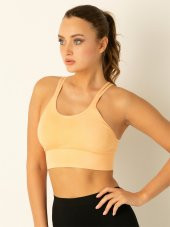 Fashion Çift Askı Detaylı Destekli Seamless Spor Sütyeni - 12