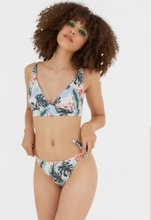 RENKLİ ÇİÇEK DESEN BÜSTİYER BİKİNİ TAKIMI - 1