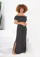 Puantiyeli Straplez Takım Kiremit & Siyah & Yeşil thumbnail 2