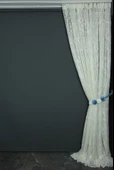 MERMER MODEL KREM RENK TEK KANAT Hazır dikilmiş Pileli Fon Perde 300*260 cm thumbnail 6