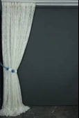 MERMER MODEL KREM RENK TEK KANAT Hazır dikilmiş Pileli Fon Perde 300*260 cm thumbnail 5
