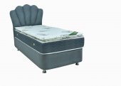 Ayba 100x200 TEK KİŞİLİK LÜX BAZA+PEDLİ FULL ORTOPEDİK YATAK+MİDYE GRİ BAŞLIK - 1
