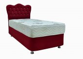 Ayba TEK KİŞİLİK LÜX BAZA+FULL ORTOPEDİK YATAK+LÜX İNCİ BAŞLIK BORDO - 1
