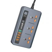 Relife RL-316D Akıllı Priz Akım Korumalı 1,9mt Kablo Üniversal 5 USB 5V-3.4A QC 3.0 Digital Ekran - 1
