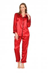 Saten Kırmızı Pijama Takim - 1