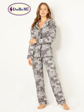 Doğal Viskon Soft Yumuşak Düğmeli Pijama Takımı - 6