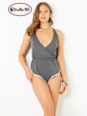 Pamuklu Şortlu Tulum Pijama - 1