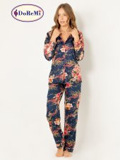 Doğal Viskon Soft Yumuşak Düğmeli Pijama Takımı - 6