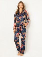 Doğal Viskon Soft Yumuşak Düğmeli Pijama Takımı - 2