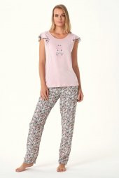 Karışık Çiçek Baskılı 2li Pijama Takımı - 2