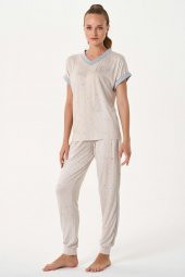 Kalpli Paça Manşetli Pijama Takımı thumbnail 2