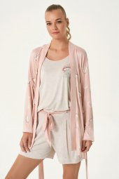 Baskılı Sabahlıklı Şortlu Takım thumbnail 2