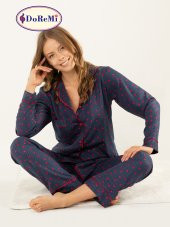Doğal Viskon Soft Yumuşak Düğmeli Pijama Takımı - 3