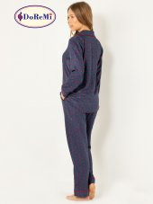 Doğal Viskon Soft Yumuşak Düğmeli Pijama Takımı - 4