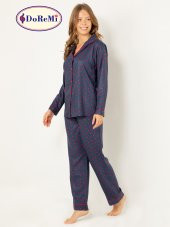 Doğal Viskon Soft Yumuşak Düğmeli Pijama Takımı - 6