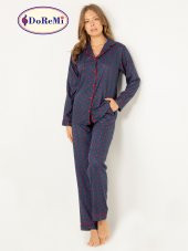 Doğal Viskon Soft Yumuşak Düğmeli Pijama Takımı - 7