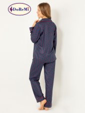Doğal Viskon Soft Yumuşak Düğmeli Pijama Takımı - 1