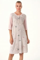 Balık Sırtı Çizgili Sabahlıklı Pijama Takımı thumbnail 2