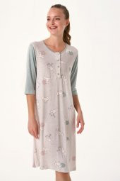 Balık Sırtı Çizgili Sabahlıklı Pijama Takımı - 2