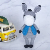 Amigurumi Sevimli Sıpa Yelekli Uyku Arkadaşı Organik El Örgü Bebek - 1