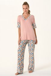 Yaprak Baskılı Pijama Takımı - 2