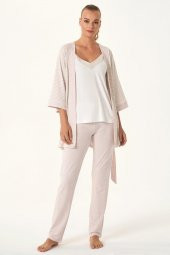 Melanj Çizgili 3lü Pijama Takımı thumbnail 2