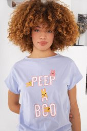 Kadın Peep A Boo Puantiyeli Pijama Takımı - 1