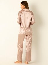 Uzun Kollu Saten Pijama Takımı - 1