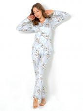 Blue Grace Uzun Kollu Bayan Pijama Takımı - 2