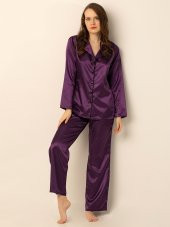Uzun Kollu Saten Pijama Takımı - 2