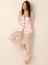 Uzun Kollu Saten Pijama Takımı - 2