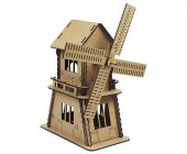 Boyanabilir 3D Ahşap Yel Değirmeni - Demonte thumbnail 1